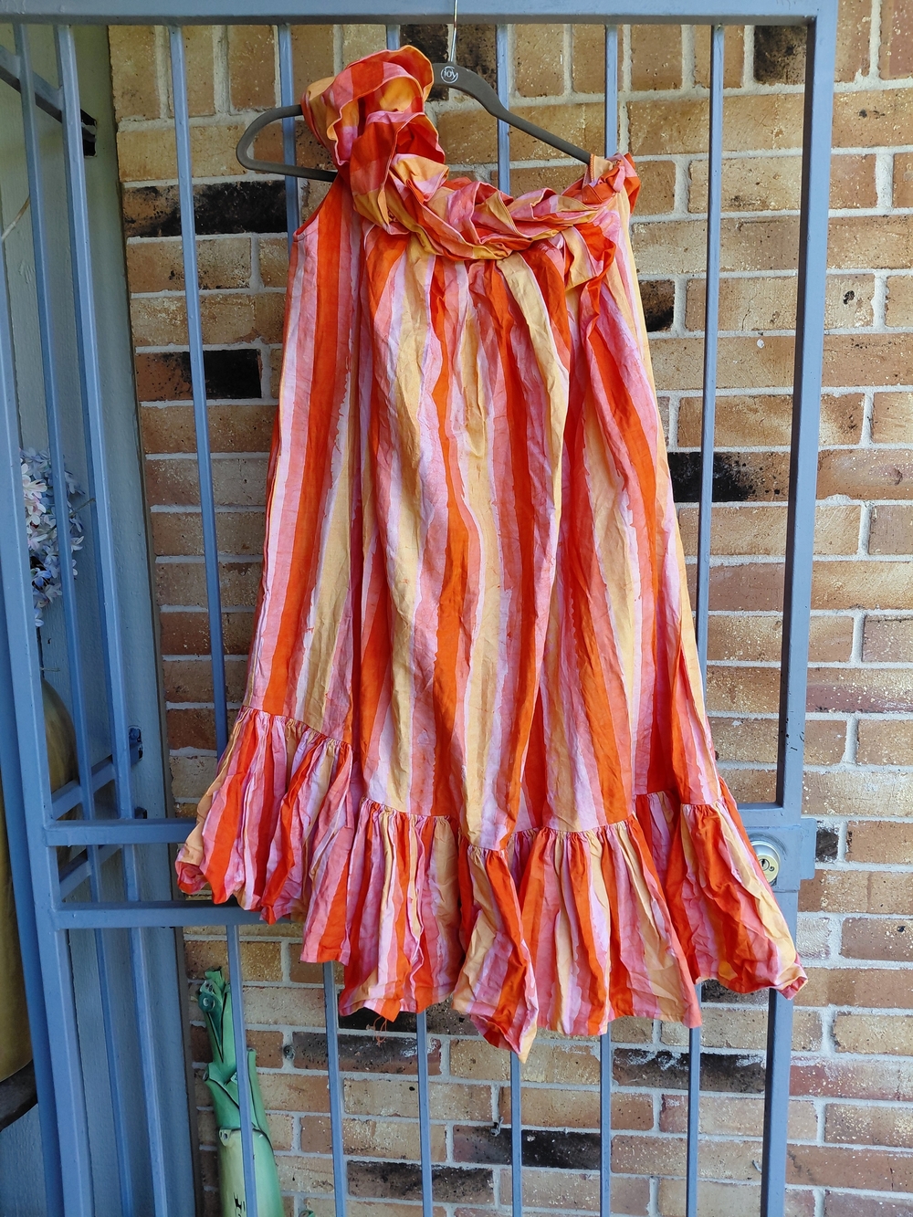 Women’s Striped Ruffle - Orange & Pink - Picture 2 of 7